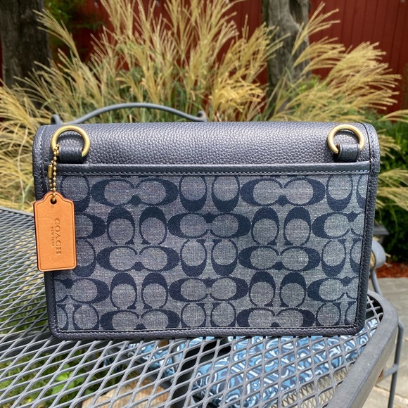 NWT Coach Turner Flap Crossbody Bag (Navy/Chambray) - Picture 3 of 7